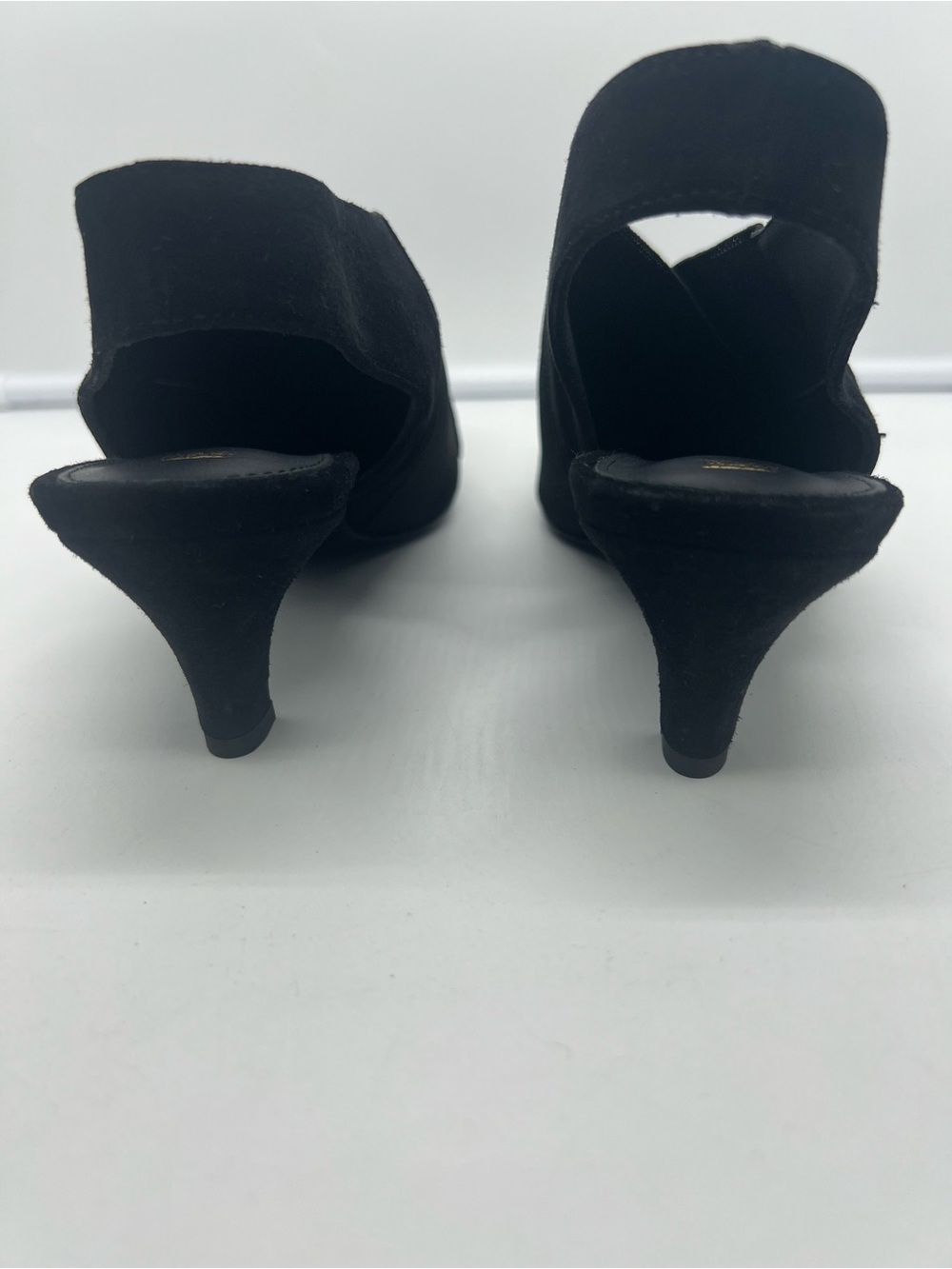 NWT TOTEME The Mid-Heel Black Elastic Suede Trim Square Toe Slingback Pumps 37 - Picture 15 of 17